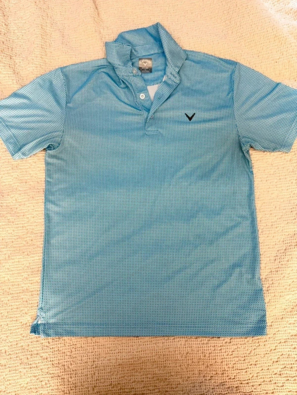 Callaway Opti-Dri Men's Golf Polo Shirt Size SP Light Blue Check Pattern